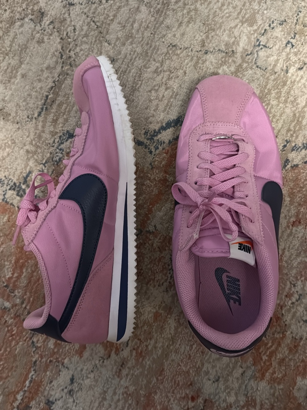 Nike Pink Sneakers with Navy Swoosh